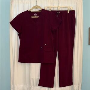 Beyond Scrubs Burgundy Scrub Set